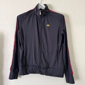 Kastel Crown Track Jacket Women Large Black Zip Up Stretch Zipper Pockets Active